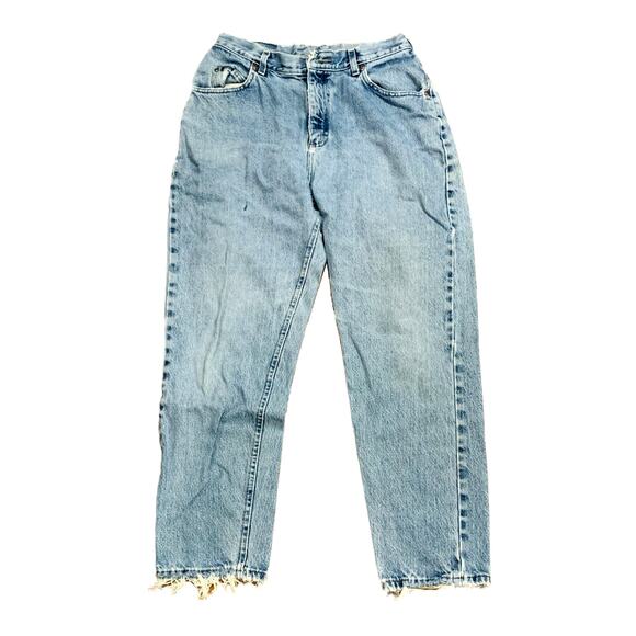 Vintage Lee Mom Jeans 31x27.5 Lightwash Tapered Leg Destroyed 5 Pocket 12" Rise - Picture 1 of 11